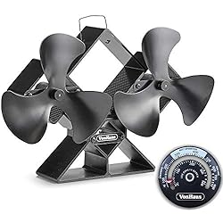 VonHaus 6-Blade Twin Motor Double Heat Powered Wood Stove Fan with Temperature Gauge