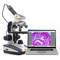 Best microscope for beginners, kids and students. Swift Compound Monocular Microscope SW200DL with 40X-1000X Magnification, Cordless Capability for Student Beginner, Fully compatible with upgrades, 1.3mp Camera and Software Windows and Mac Compatible