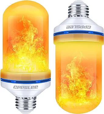 CPPSLEE LED Flame Light Bulbs, 4 Modes Fire Light Bulbs, E26 Base Flame Bulb, Christmas Decorations Outdoor Indoor Home, Christmas Lights Bulbs (Yellow, 2 Pack) 