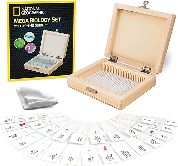 Kit Containing 25 Prepared Microscope Slides for Kids or Students from National Geographic on Amazon