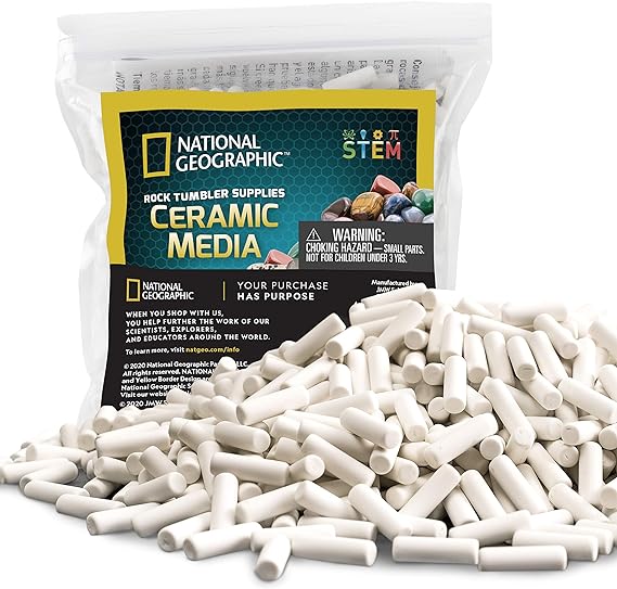 NATIONAL GEOGRAPHIC Rock Tumbler Ceramic Pellets – 1.5 lb Ceramic Media for Rock Polisher, Use with Rock Polishing Grit, Protects Rocks, Improves Tumbling, Reusable, Rock Tumbling Supplies