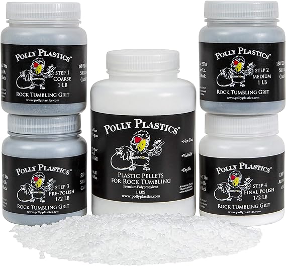 Polly Plastics Rock Tumbler Tumbling Media Grit Kit & Plastic Filler Pellets